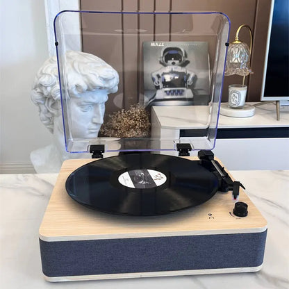 Retro Vinyl Record Player with Bluetooth Speaker Decor