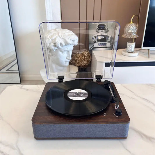 Retro Vinyl Record Player with Bluetooth Speaker Decor