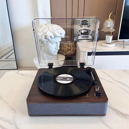 Retro Vinyl Record Player with Bluetooth Speaker Decor