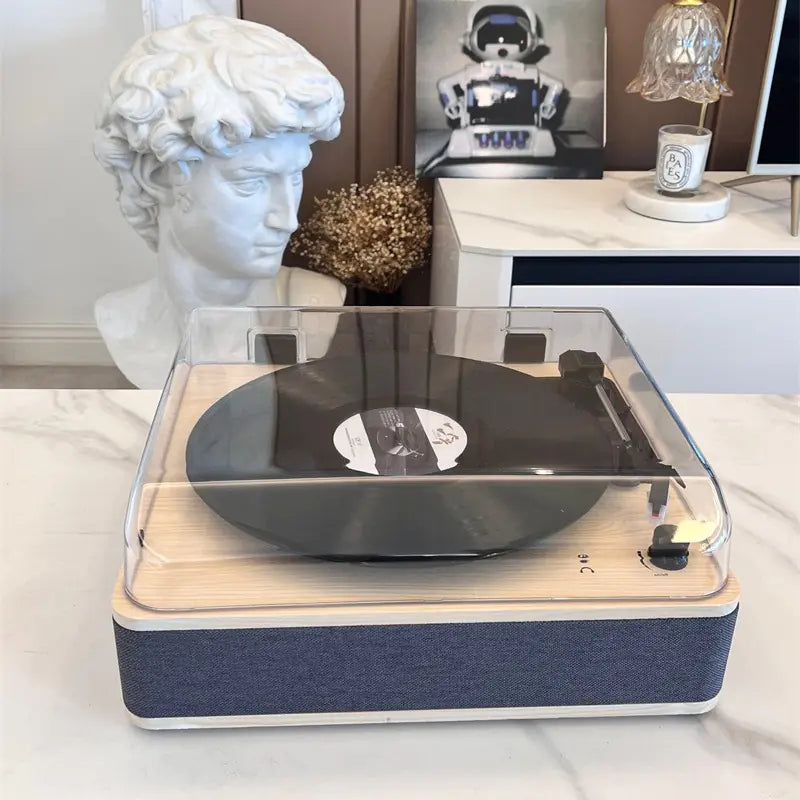 Retro Vinyl Record Player with Bluetooth Speaker Decor